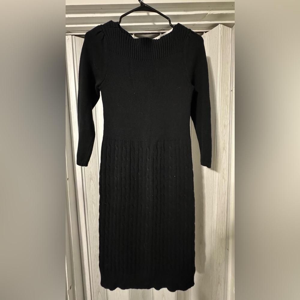 Ralph Lauren Black Cable Knit Sweater Dress Size Medium